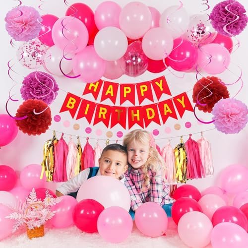Hot Pink Birthday Decor Kit for Girls and Women
