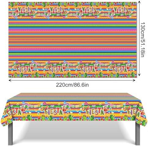 YVAINE 3 Piece Mexican Fiesta Tablecloths 51x86 Inch