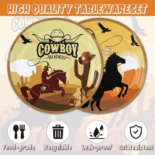 West Cowboy Party Plates Napkins 40 PCS