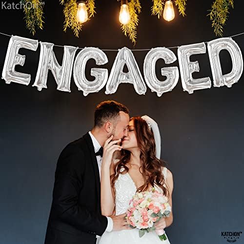 KatchOn Silver Foil Engagement Balloons 16 Inch