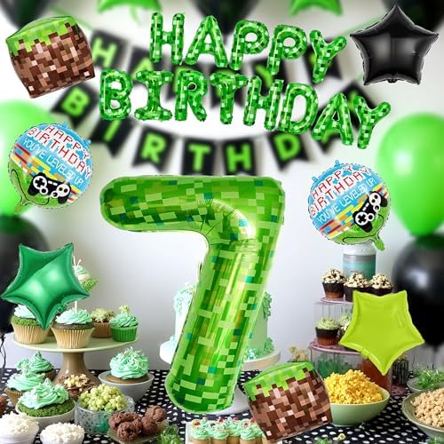 40 Inch Green Number 7 Balloon Set for Gaming Party