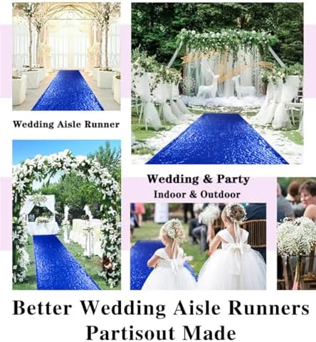Partisout Glitter Aisle Runner for Weddings 4ftx15ft Blue