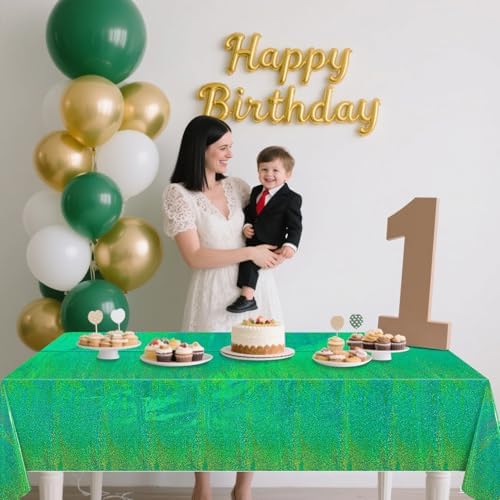 4Pcs Green Holographic Tablecloths for Parties and Decor