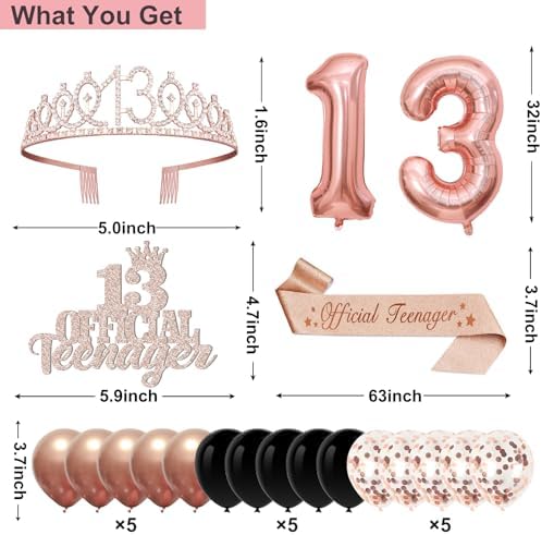 13th Birthday Decorations for Girls 32PCS Party Kit
