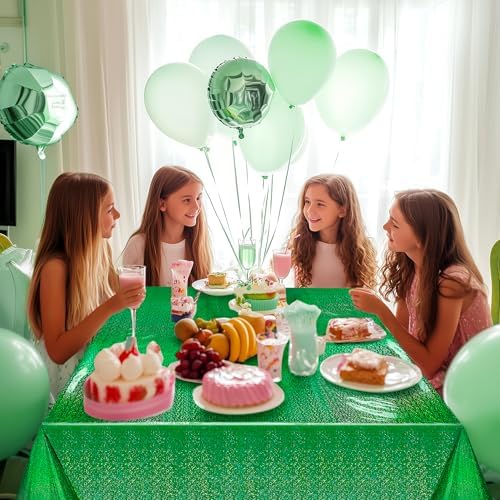 Just Shimmer 2 Pcs Dark Green Holographic Foil Tablecloths