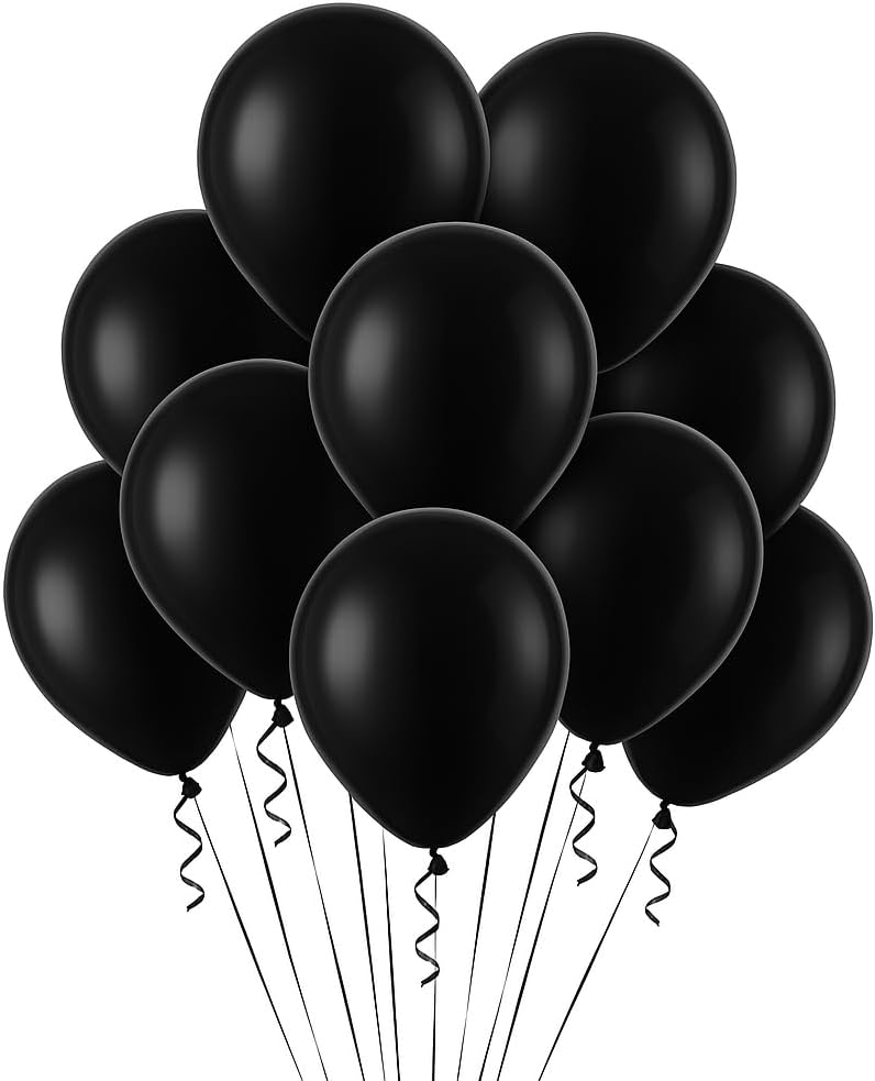 PMLAND 100 Count Black Latex Balloons 12 Inches Party Decorations