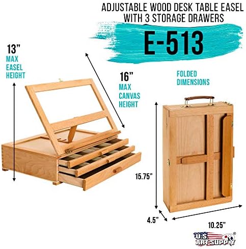 US Art Supply 3 Drawer Easel with Storage Box