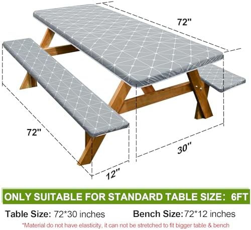 Play Tailor 6FT Picnic Table Cover with Bench Covers Set Grey