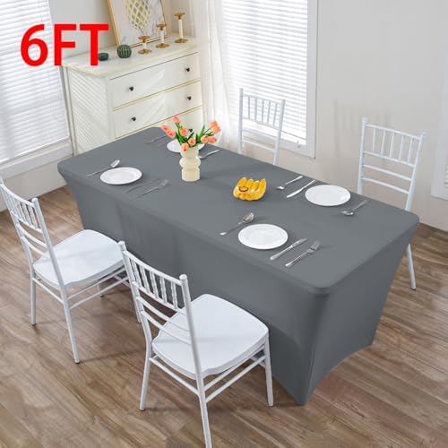 HZDHCLH Spandex Tablecloth 2 Pack 6FT Elastic Fitted Protector