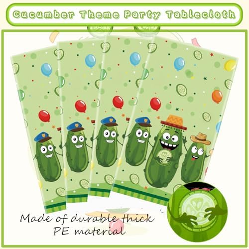 4 Pack Pickle Party Tablecloths 51x86 Inches