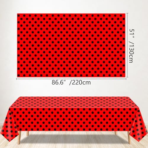 4 Pack Black and Red Polka Dot Ladybug Tablecloths