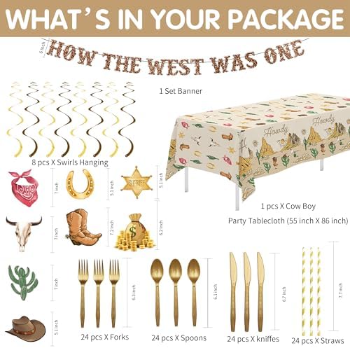 Western Cowboy 1st Birthday Party Supplies Set
