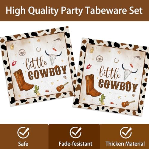 140 Pcs Western Cowboy Tableware Rodeo Birthday Party Decorations