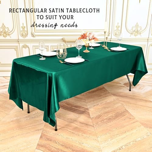 10 Pack Dark Green Satin Tablecloths 57x108 Inch