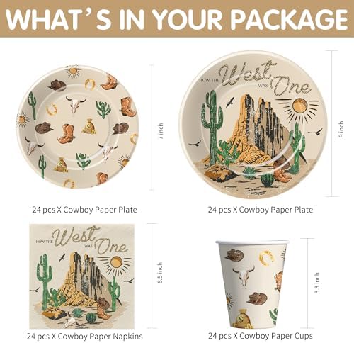 Western Cowboy 1st Birthday Party Supplies Set