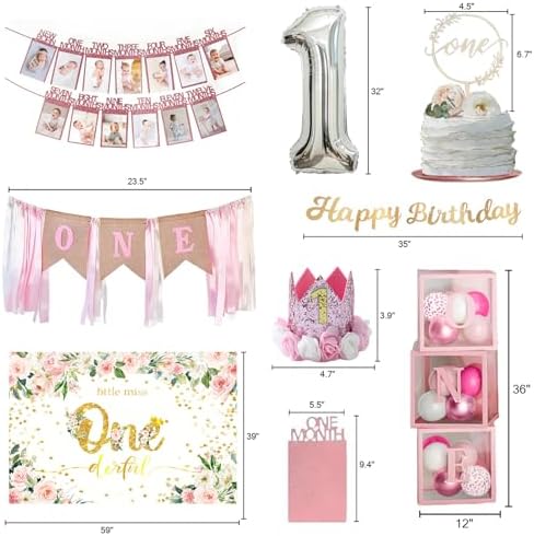 Baby Girl 1st Birthday Decor Bundle