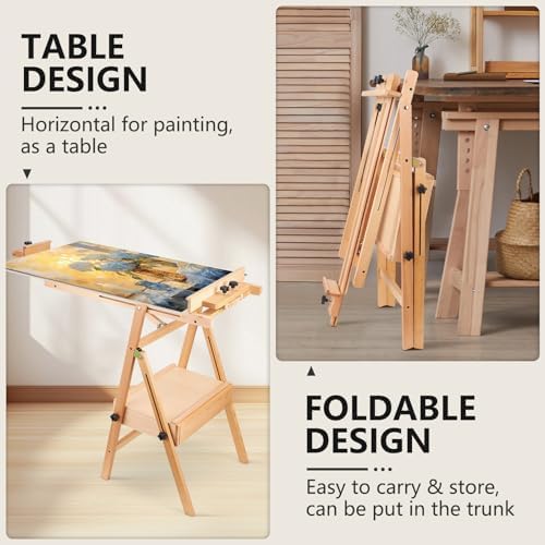 YOKUGO H-Frame Easel for Painting with Storage Drawer