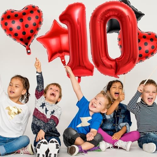 Red 10 Balloon Set for Birthday Party Decorations