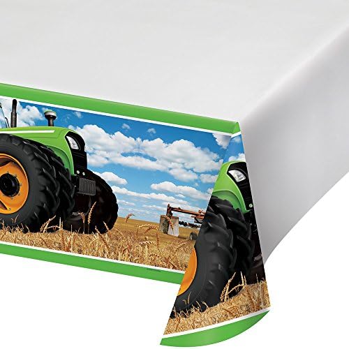 Creative Converting Festive Tractor Time Border Print Table Cover 54x102