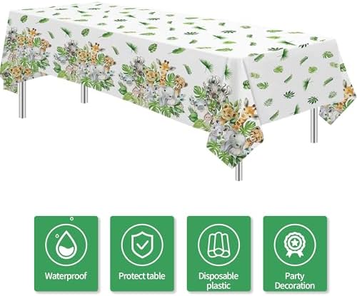 Jungle Party Tablecloth 3Pcs Disposable Safari Decorations