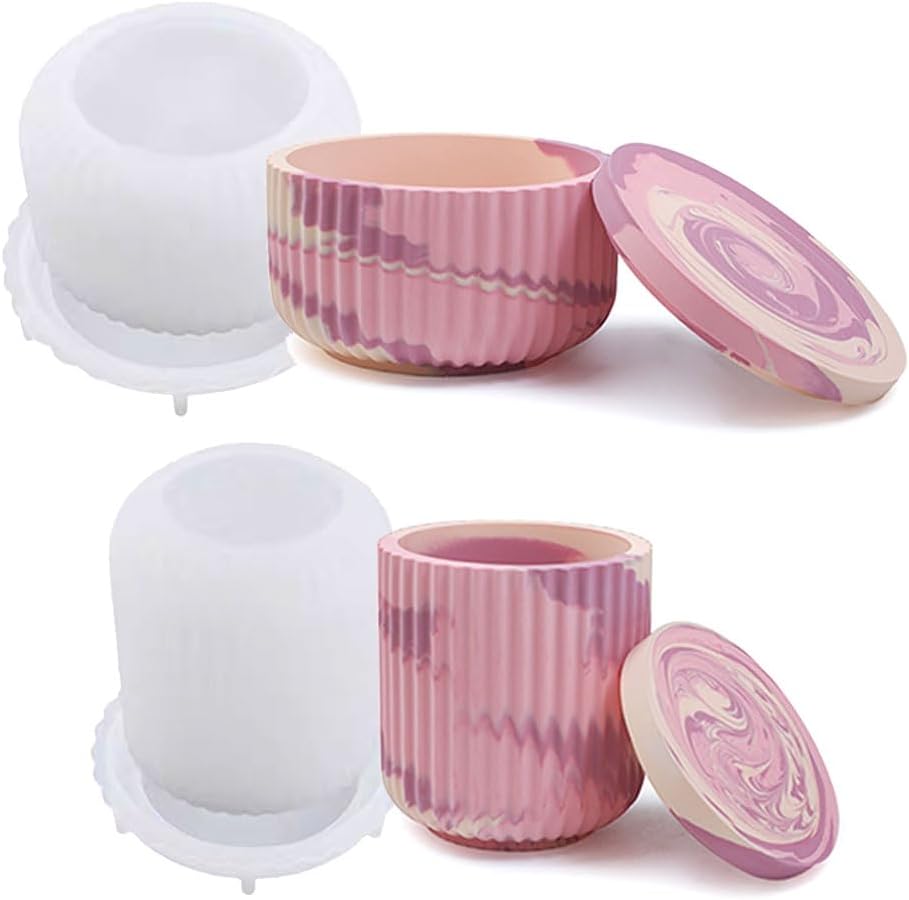 BIGEBO 2PCS Jar Resin Mold with Lid