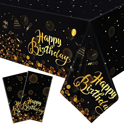 TURSTIN 2 Pack Happy Birthday Tablecloths