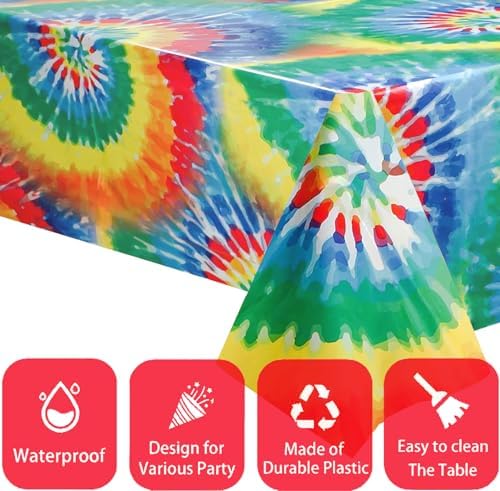 OQOQ Rainbow Tie Dye Table Cloth 3 Packs