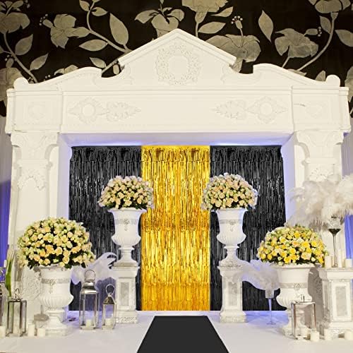 Tegeme Black Carpet Runner Aisle 26x30ft with Tape and Curtains