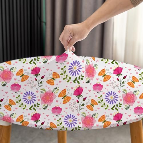 36 Inch Floral Round Tablecloth with Elastic