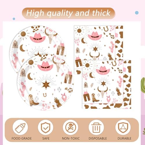 41Pcs Cowgirl Birthday Party Decorations Pink Set