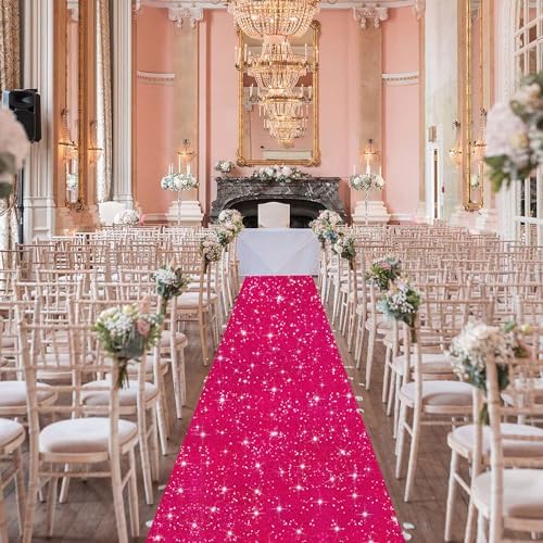 FUHSY Hot Pink Sequin Aisle Runner Rug