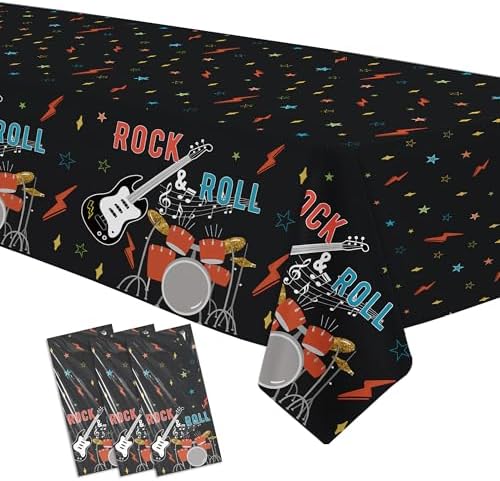 Rock and Roll Party Decorations Tablecloth 3pcs