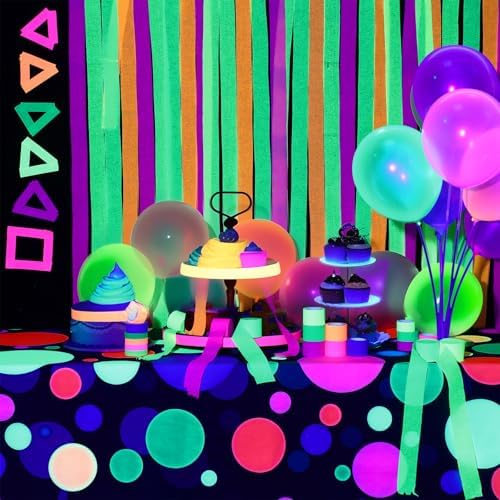 Haull 108 x 54 Inches Neon Tablecloth Glow in the Dark Backdrop