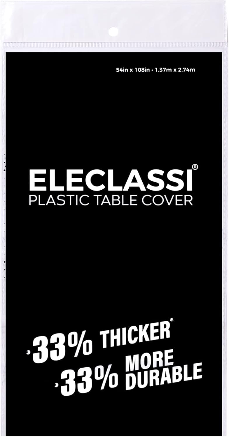 Eleclassi Black 12 Pack Premium Plastic Table Cloth for 8-Foot Tables