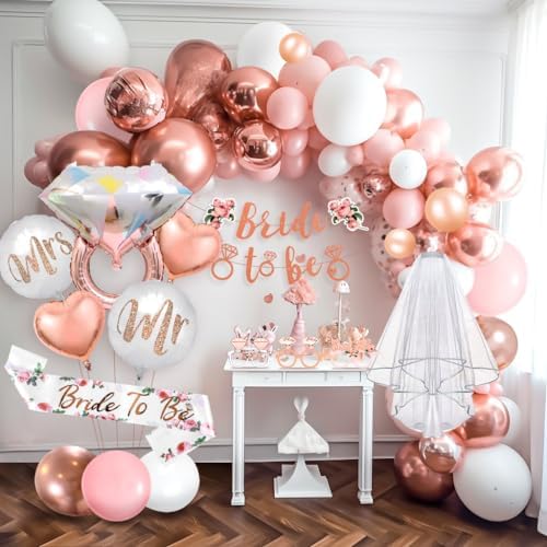 MOVINPE Bachelorette Party Decoration Kit Rose Gold Balloons