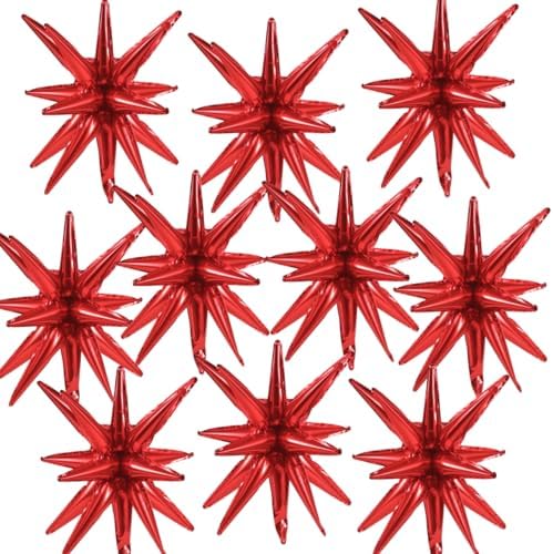 10 Pcs Red Starburst Balloons for Party Decorations