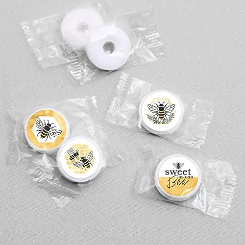 Big Dot of Happiness Little Bumblebee Round Candy Stickers - 1 Sheet of 108