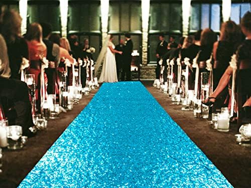 ShinyBeauty Sequin Aisle Runner 2Ft x 15Ft Turquoise