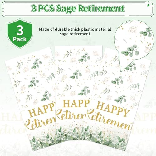 3Pcs Sage Green Retirement Tablecloths 54x107 Inches