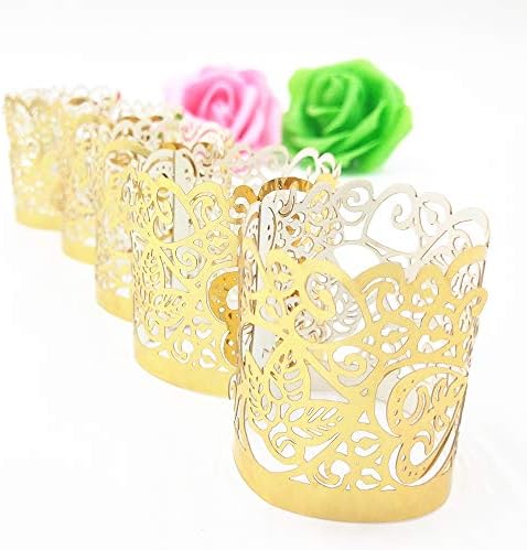 Candle Wraps 50PCS Flameless Tea Light Decorative Holders Gold