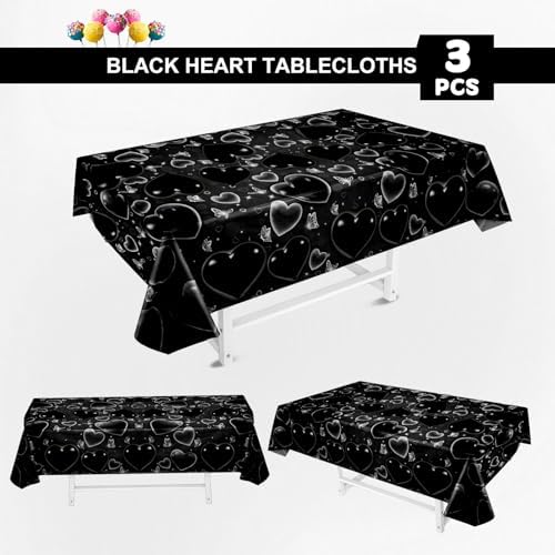 Black Heart 90s Tablecloths for Cholo Parties
