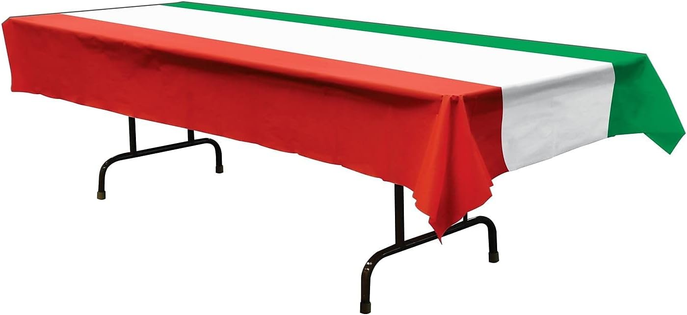 Beistle Italian Red White and Green Tablecover Set of 3