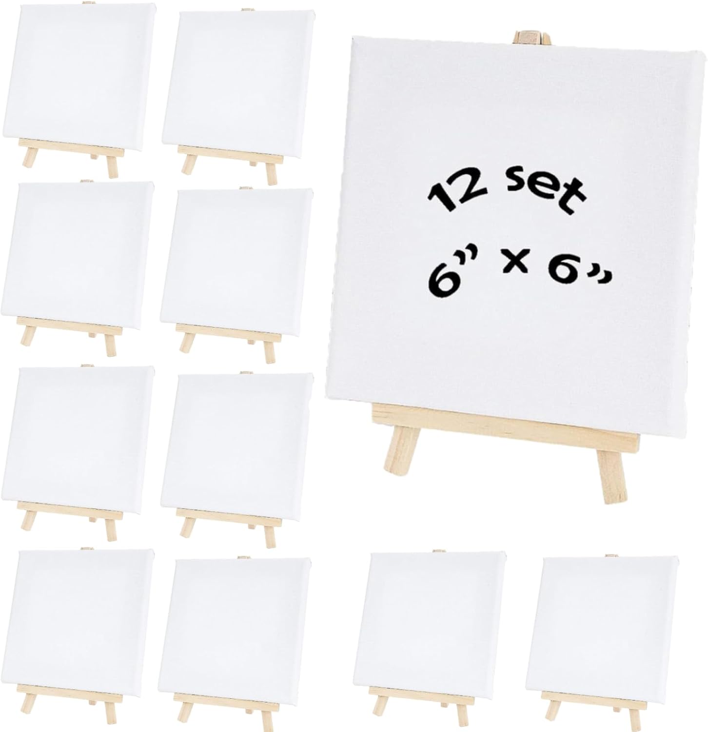 6x6 Inch Mini Canvas Panels Set with Easel Holders