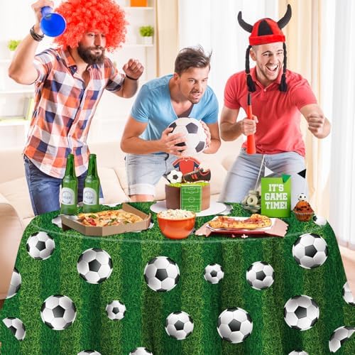 3 Pack Soccer Themed Table Covers 84x84 Inch
