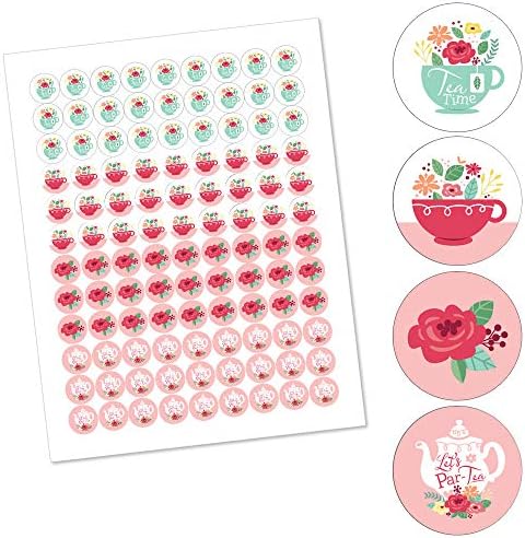 Floral Lets Par-Tea Round Candy Labels 108 Stickers