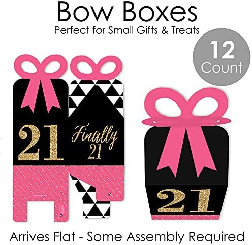 Big Dot of Happiness 21st Birthday Bow Boxes Set of 12