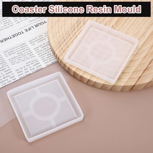 Uxcell 2 Pcs Square Resin Silicone Coaster Moulds