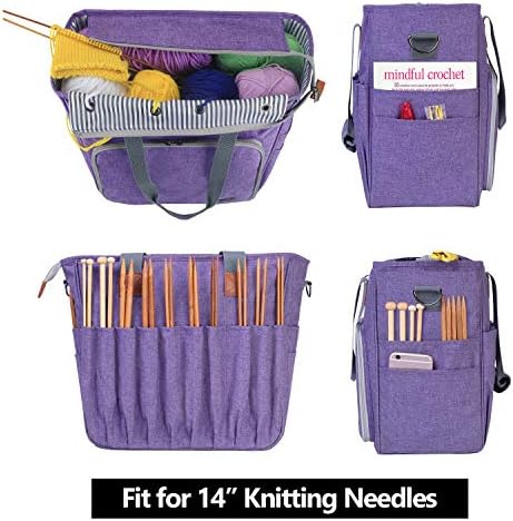 LUXJA Knitting Bag with Shoulder Straps Purple