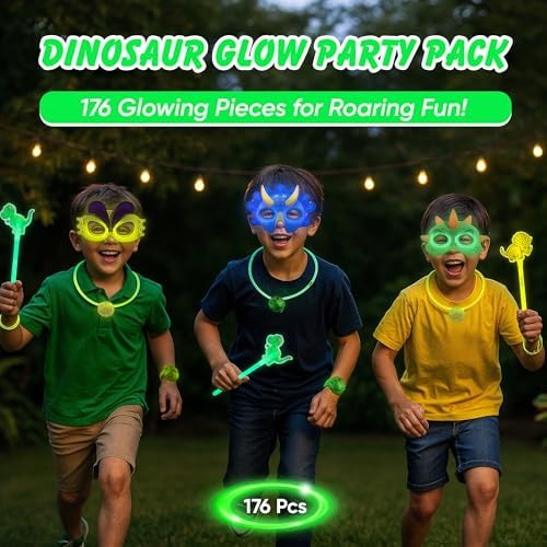 Dinosaur Glow Party Pack 176PCS Dino-Themed Party Favors
