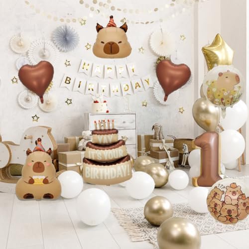 Capybara Birthday Foil Balloon Set - 8 Piece